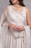 Off White Floral Hand Embroidered Anarkali Set