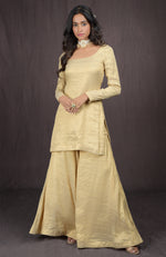 Olive Chikankari & Kamdani Dupatta With Gold Tissue Sharara Suit