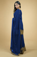Cobalt Blue - Gold Tilla Aari Embroidered Sharara Set