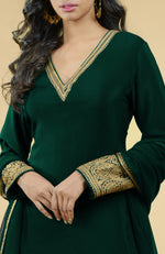 Emerald Green - Gold Tilla Aari Embroidered Sharara Set