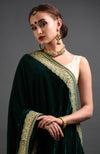 Emerald Green Kashmiri Gold Tilla Aari Embroidered Lehenga Set