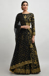 Black Gold Tilla Aari Embroidered Raw Silk Lehenga Set