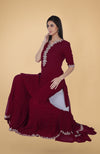 Burgundy Tilla And Mukaish Embroidered Gharara Suit