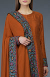 Burnt Orange Kashmiri Kashidakari Hand Embroidered Suit