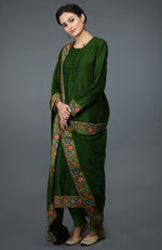Moss Green Kashmiri Kashidakari Hand Embroidered Suit