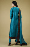 Teal Blue Kashmiri Kashidakari Hand Embroidered Suit