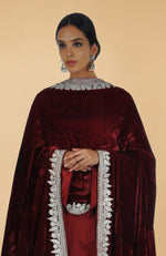 Burgundy Kashmiri Tilla Aari Embroidered Dupatta