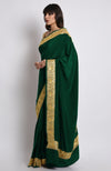 Emerald Kashmiri Tilla Embroidered Pure Crepe Saree