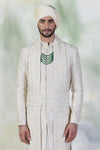 A Love Song Ivory Embroidered Silk Sherwani Set