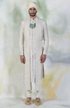 Ivory Embroidered Silk Sherwani Set