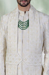 Ivory Embroidered Silk Sherwani Set