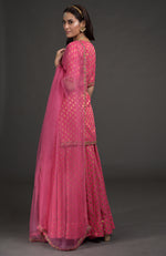 Raspberry Pink Benarasi Weave zardozi Embroidered Lehenga Set