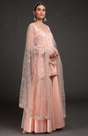 Nude Pink-Gold Zardozi Beads & Sequin Hand Embroidered Dupatta