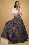 Eclipse Blue Banarasi Skirt & Satin Silk Shirt