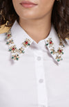 Jeweled Crystal Collar Hand Embroidered Shirt