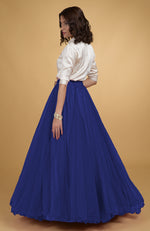 Cobalt Blue Tulle Flared Skirt