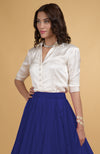 Cobalt Blue Tulle Flared Skirt