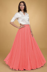 Coral Reef Tulle Flared Skirt