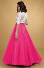 Hot Pink Tulle Flared Skirt
