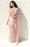 Pink Shower Sequin & Beads Hand Embroidered Saree