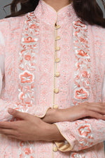 Ivory Peach Chikankari Amp Parsi Gara Embroidered Jacket Suit