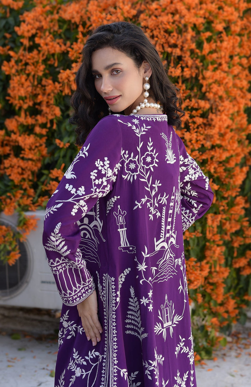 Purple Parsi Gara Embroidered Jacket