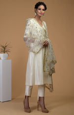 Ivory-Gold Zardozi Hand Embroidered Dupatta With Suit