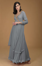 Slate Grey Inara Zardozi Hand Embroidered Kalidaar Dress