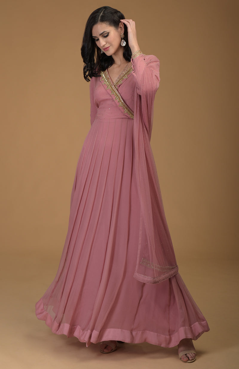 Beige Inara Zardozi Hand Embroidered Kalidaar Dress