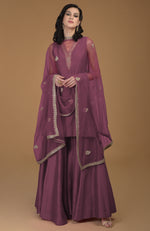 Burgundy Purple Zardozi Hand Embroidered Gharara Suit