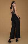 Brocade Silk Peplum and Wide Leg Pants Suit