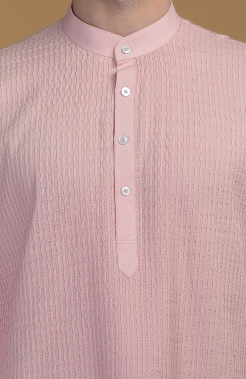 Pale Pink Kurta With Pintuck Detail
