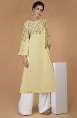 Dainty Floral Lemon Sprig Hand Embroidered Tunic Set