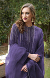 Dusty Wisteria Crystal and Beads Shower Hand Embroidered Kurta Set