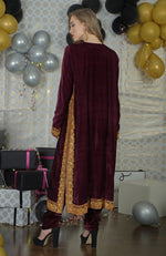 Burgundy Kashmiri Tilla Embroidered Kurta Set