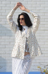 Snowberry Sequined Ivory-Pink Hand Embroidered Structured Jacket