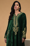 Emerald Green Kashmiri Tilla Aari Embroidered Choga Kurta Set