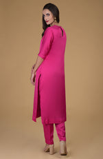Hot Pink Modal Suit With Crystal Embroidered Organza Dupatta