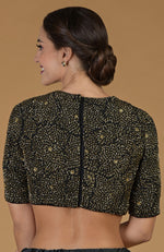 TARA - Black Gold Hand Embroidered Blouse