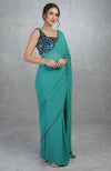 TARA - Blue Waters Hand Embroidered Saree & Blouse