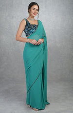 TARA - Blue Waters Hand Embroidered Saree & Blouse